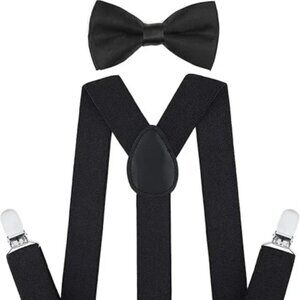 NWT Boy's Black Suspenders & Bow Tie
